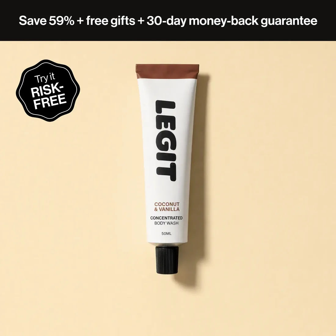Tube of Concentrated Body Wash, Coconut & Vanilla