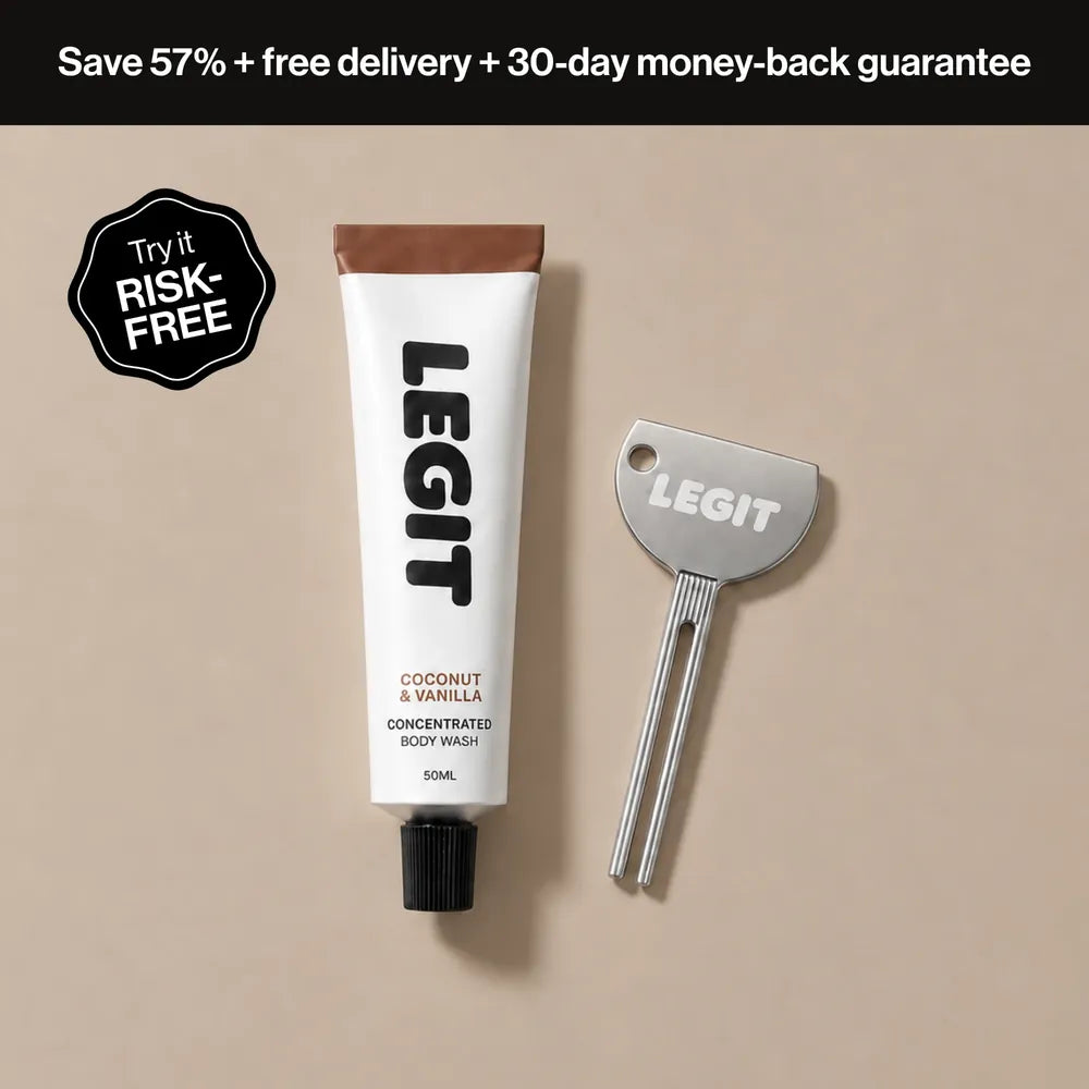The Trial Kit: one tube of Concentrated Body Wash in Coconut & Vanilla and a Squeeze Tool. Save 57% plus free delivery plus a 30-day money-back guarantee. Try it risk free.